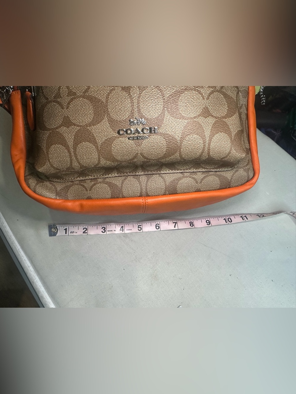 NWT Coach Signature Canvas Backpack with Orange Trim - Picture 7 of 11